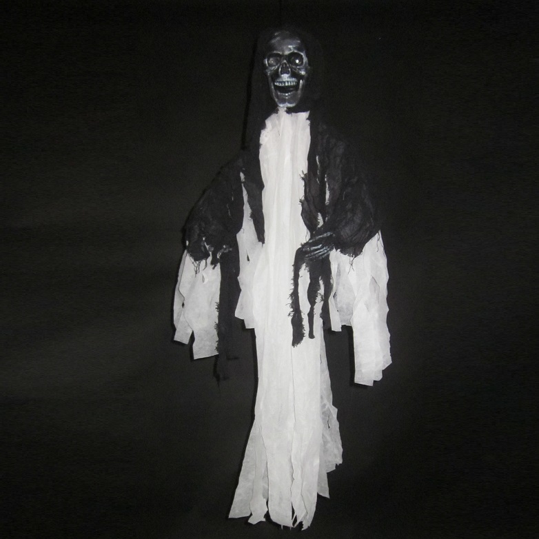 Skelett Geist, F1= leuchende Augen, ca. 120cm, schwarz/weiß