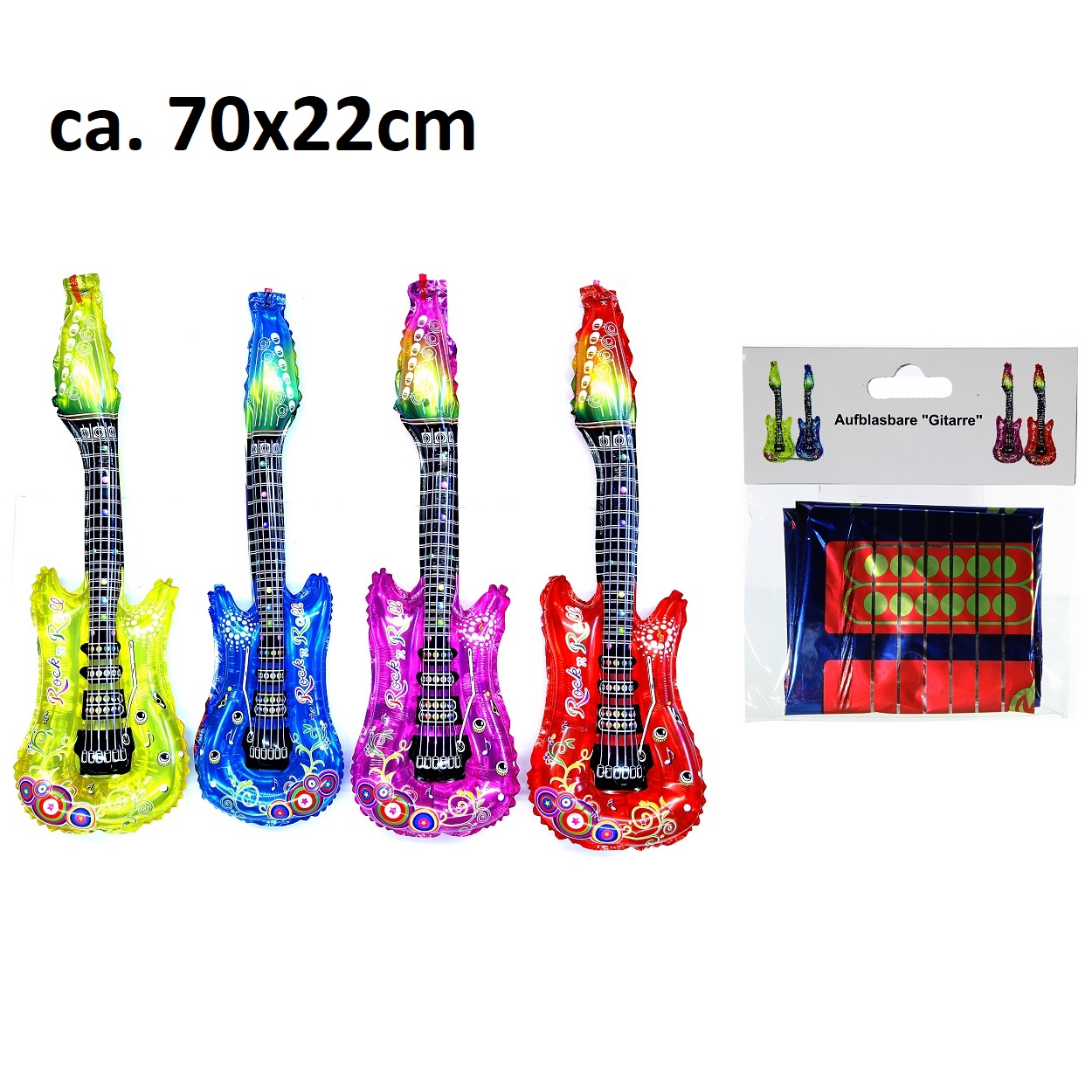Aufblasbare Gitarre mit Glocke ca. 70cm farblich sortiert