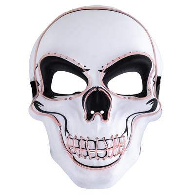 Maske Totenkopf weiß mit Licht