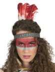 Indianer Kopfschmuck mit 3 Rot / weißen Federn