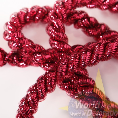 Tinselkordel Metallic,  rot, ca. 270cm, D-2cm