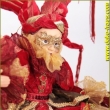 Harlekin Puppe sitzend, rot/gold in 2 Größen, 27/36cm