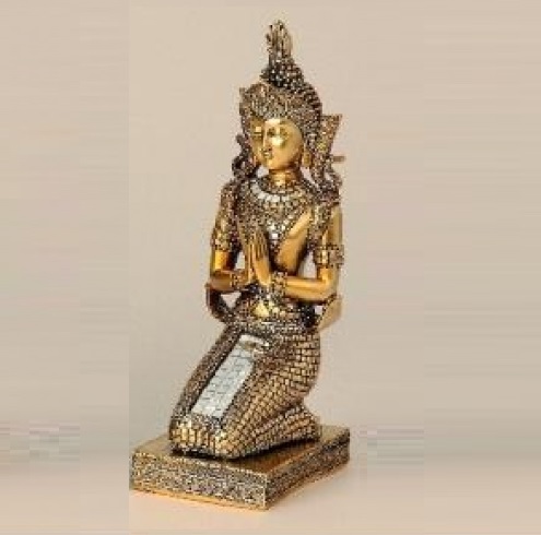 Thai-Buddha knieend Gold h=29,5cm