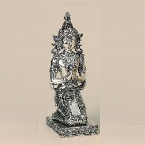 Thai-Buddha knieend Silber h=29,5cm