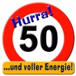 Geburtstag Glückwunsch-Schild 50cm, Hurra 50