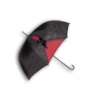 Schirm schwarz-rot mit Schleife, Spitzen Aus- schnitt, Nadelstreifen, L: 88cm, Ø 90 cm
