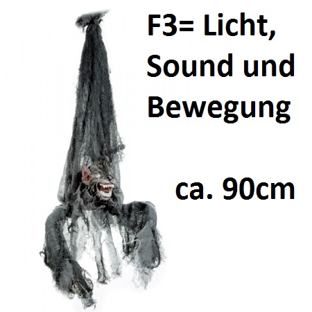 Werwolf hängend, 90cm, F3= Licht, Sound, Bewegung