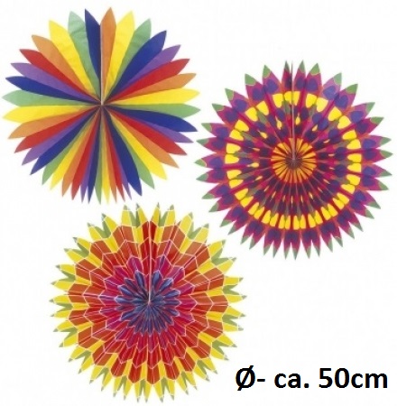 Rosette aus Papier Ø-50cm, 3-fach sortiert