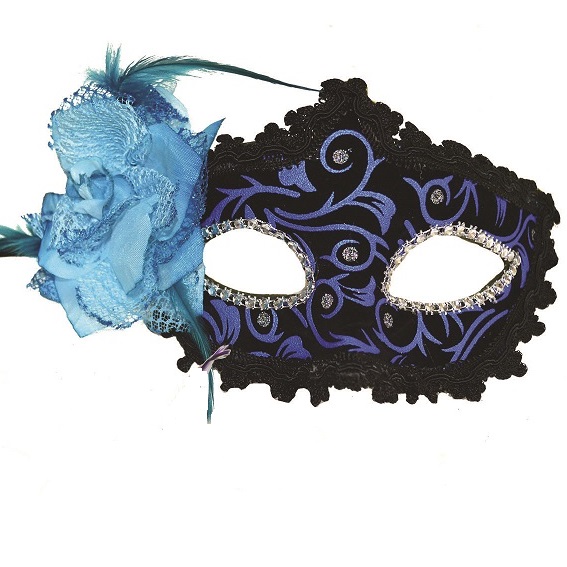 Augenmaske mit Strass Steinen schwarz/blau