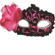 Augenmaske mit Strass Steinen schwarz/pink