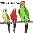 XXL Papagei mit Federn, in 3 Farben, ca. 63 cm
