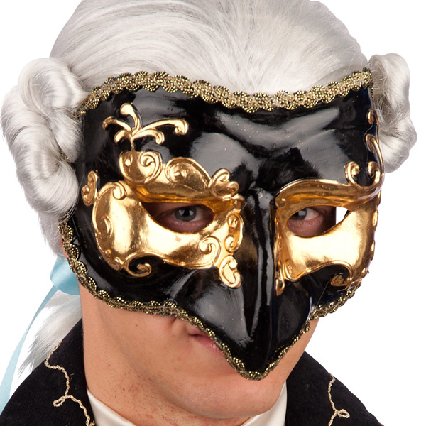 Venezianische Schnabelmaske schwarz/gold
