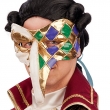 Venezianische Schnabelmaske mit Karo Muster bunt