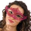 venezianische Metall Augenmaske pink