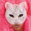 Katzenmaske mit Spitzen weiß