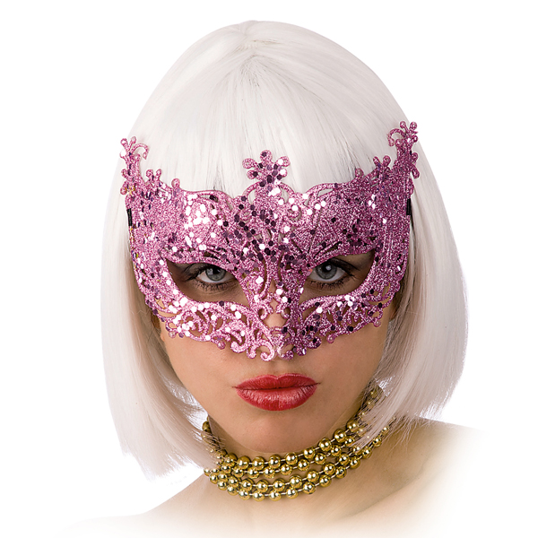 Venezianische Augenmaske, Glitzer, pink