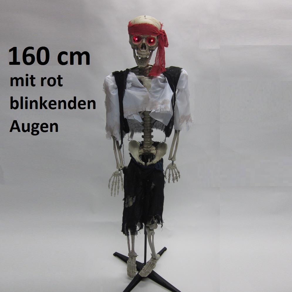 Skelett ca. 160 cm, F1= mit rot blinkenden Augen,