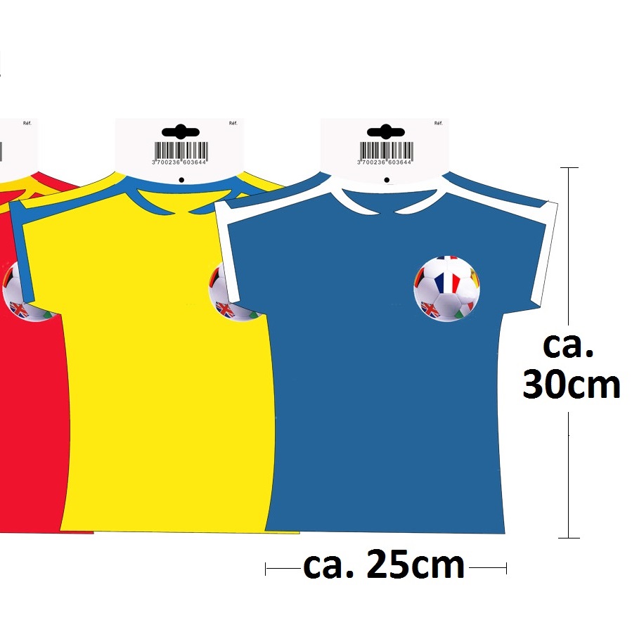 EM Fussball Trikot Aufhänger 2016, 10er Pack, 30 x 25 cm