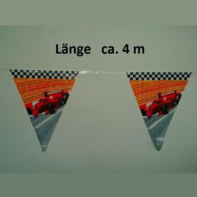 Racing Wimpelkette Rennwagen, ca. 4 m,---L---LxB-27x21cm