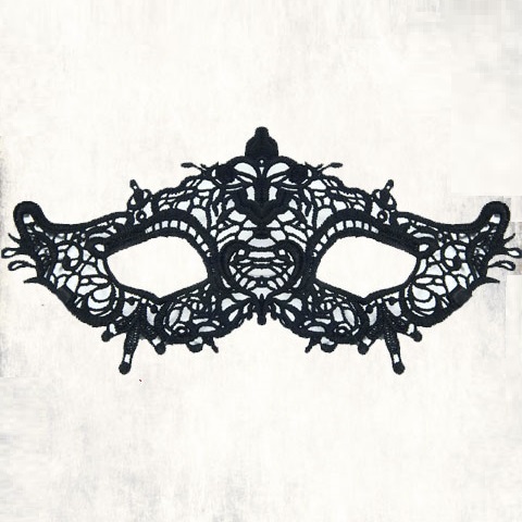 Venezianische Stoffmaske mit Häkelspitze