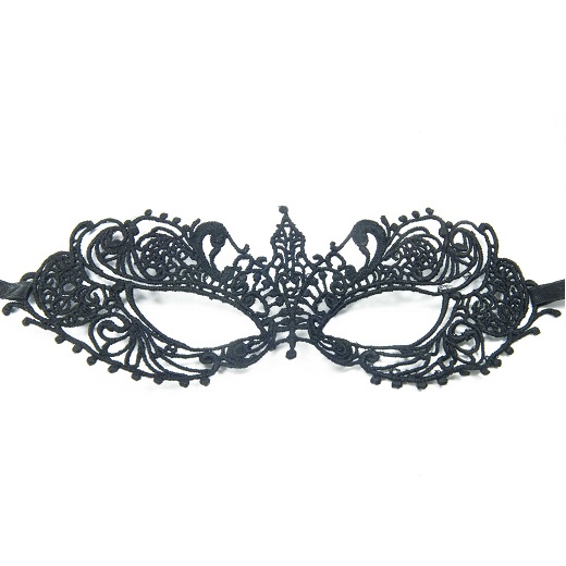Venezianische Stoffmaske mit Häkelspitze, schwarz