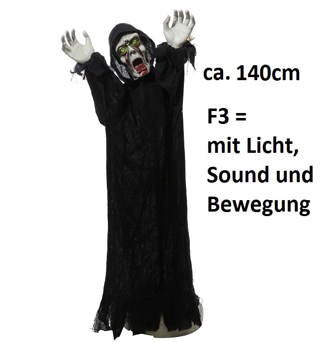 Zombie stehend, ca. 140cm, F3= Licht, Sound, Bewegung