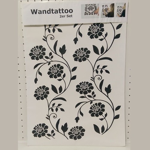 Wandtattoo 2er Set Rosen, ca. 69x48cm, schwarz