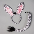 Zebra Set, 2tlg, Ohren und Schwanz, schwarz-weiß