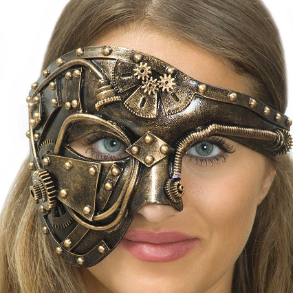 Steampunk Halbmaske, mit Zahnrädern, bronze