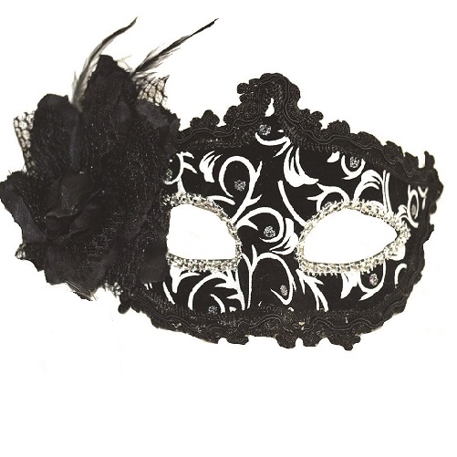 Augenmaske mit Strass Steinen schwarz/weiß