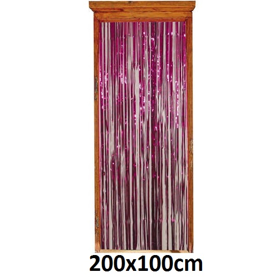 Lametta Türvorhang,  100x200cm, ---rosa---Feuerhemmend