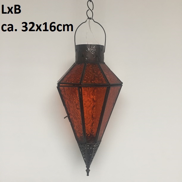 Windlicht Lampe orientalisch, hängend, orange, LxB-- ca. 32x16cm
