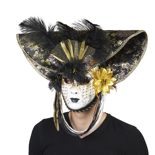 Venezianische Maske De Luxe, schwarz/gold