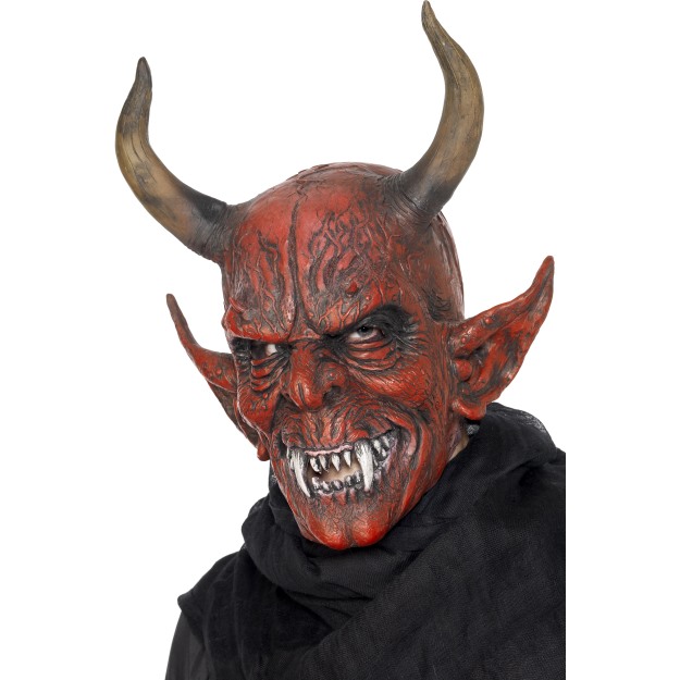 Teufels Latex Maske, rot, Einheitsgröße