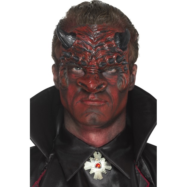 Teufels Halbmaske, Latexschaum, zum kleben, rot/schwarz