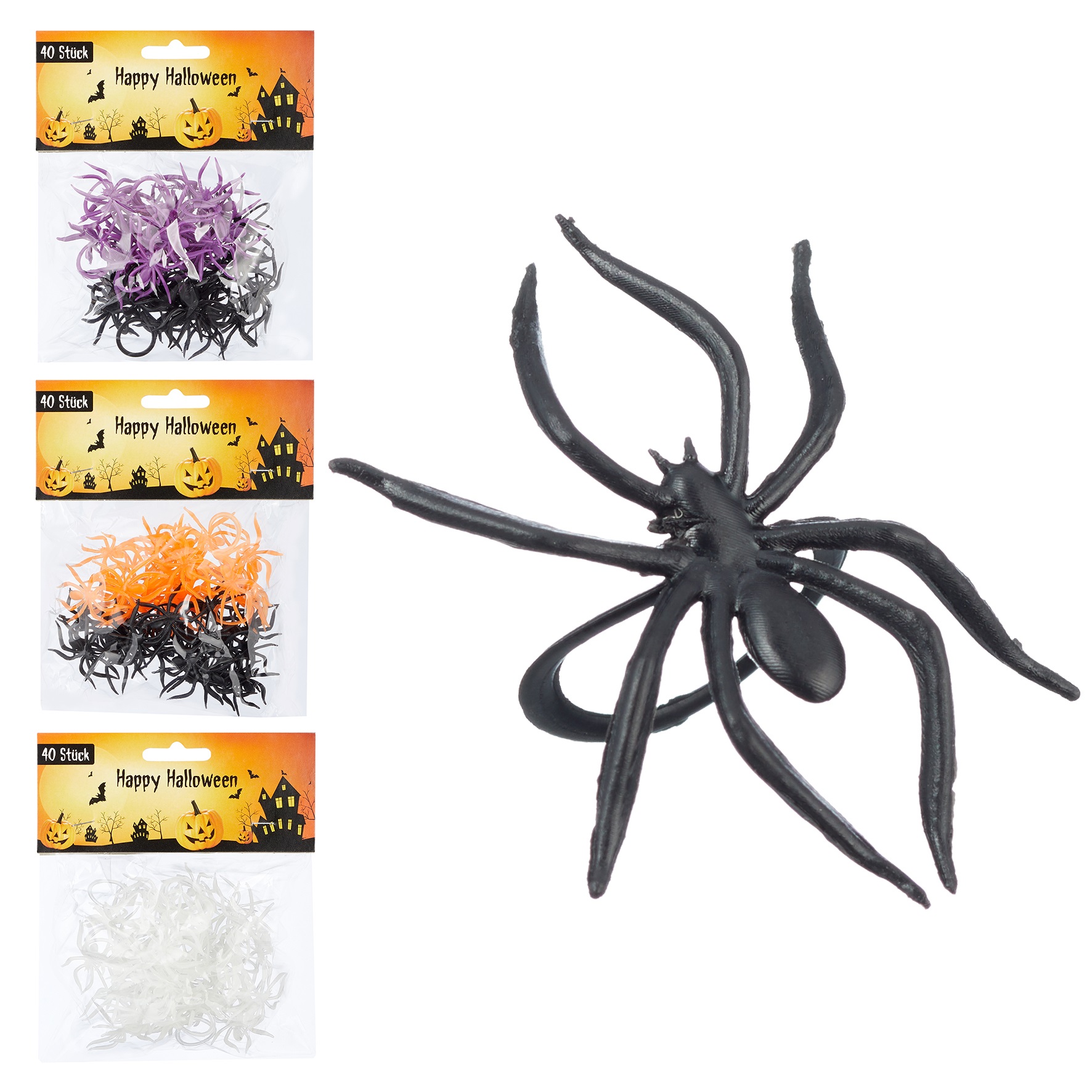 Spinnen Streudeko, ca. 3x2,5cm, 40 Stück, farblich sortiert