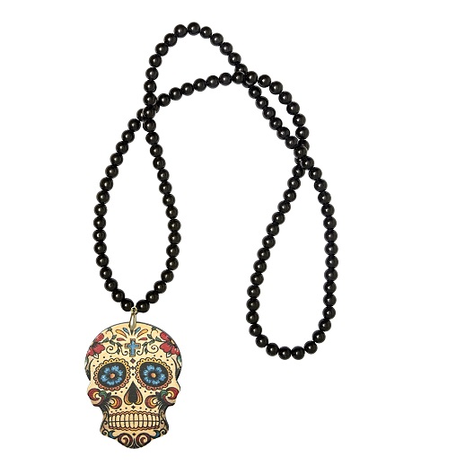 Day of the Dead Perlen Kette, schwarz/bunt