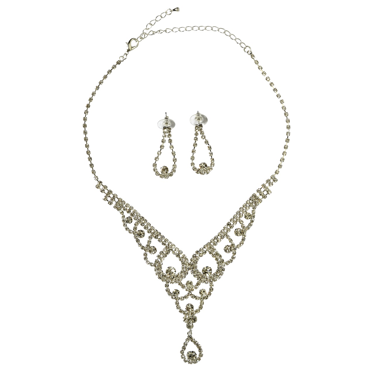 Diamonds Set. 3tlg. Kette und               2 Ohrringe, silber